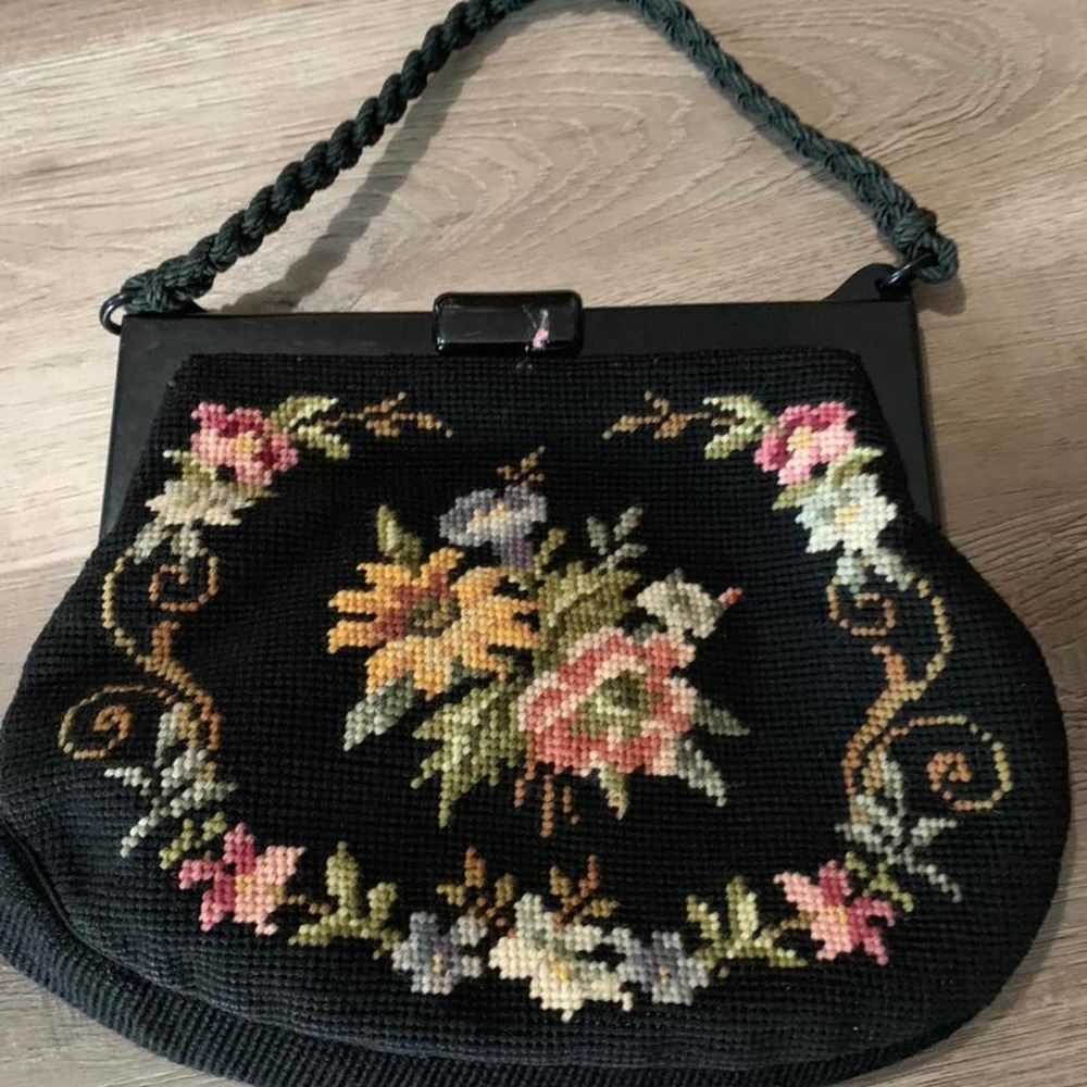 Vintage Embroidered Handbag Black Handbag